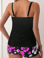 Sexy Floral Tankini Badpak voor Dames met Gevoerde Cups - Verstelbare Bandjes 3