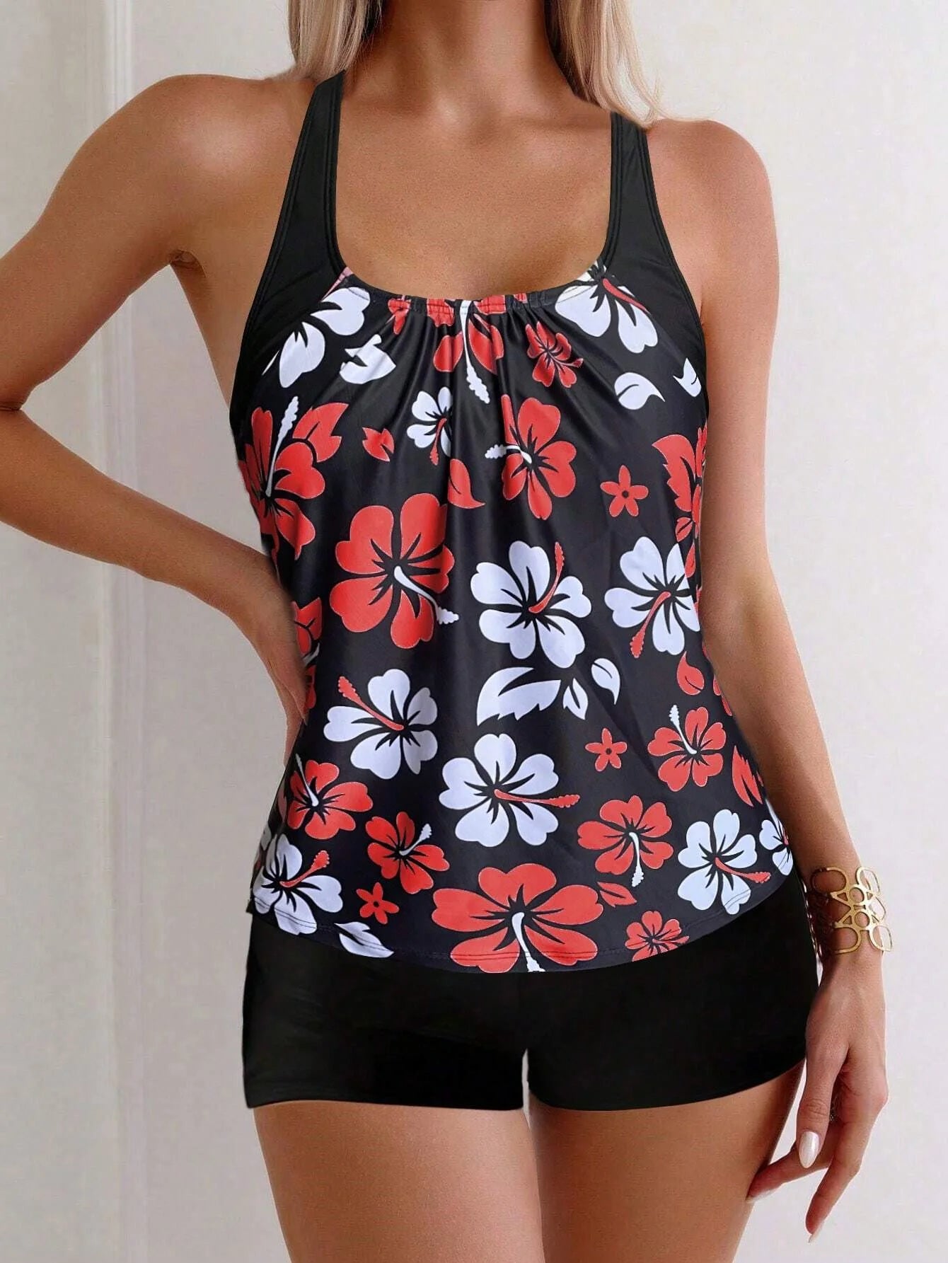 Sexy Floral Tankini Badpak voor Dames met Gevoerde Cups - Verstelbare Bandjes 4