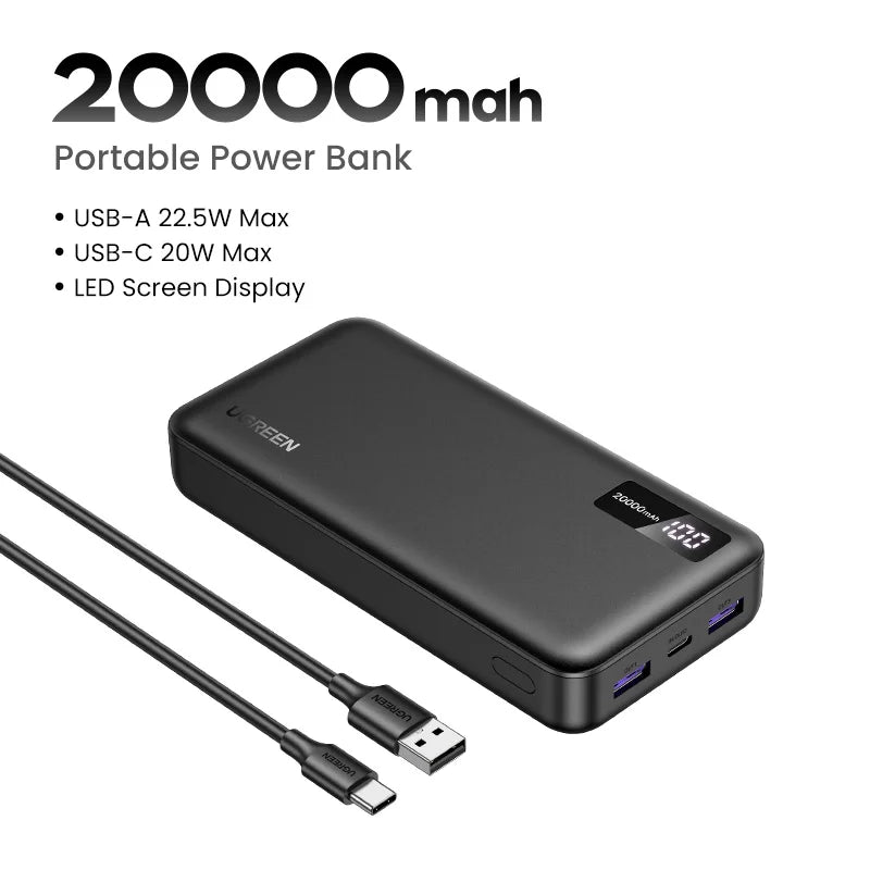 Variant image for Draagbare Powerbank 20000mAh met PD 20W Snelladen voor iPhone en Xiaomi – Compact Ontwerp en Meerdere Poorten-1