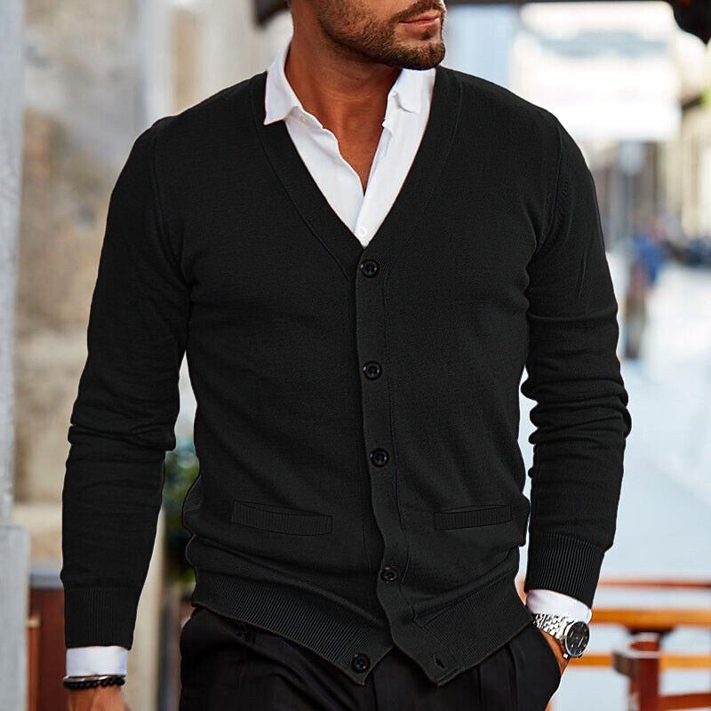 Vest Casual Cardigan voor Heren met V-Hals en Knopen