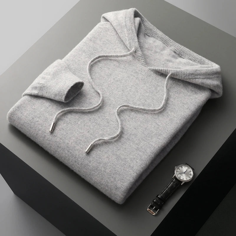 Micheal: Hoodie Sweater - 100% Merino Wol uit Australië: Gebreide Sweatshirt voor Herfst Winter