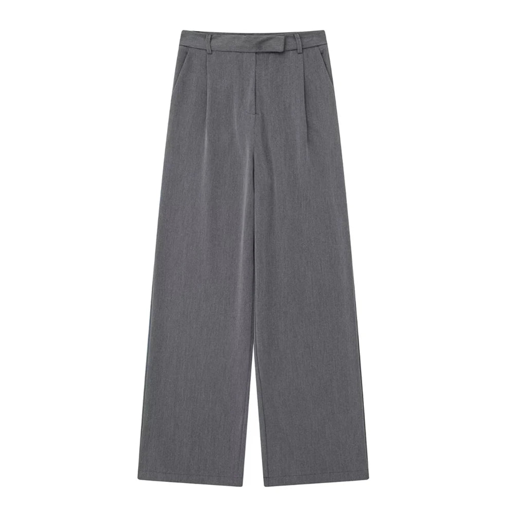 Variant image for Dames Wijd Been Broek Beige M Katoen Hoog Taille-1