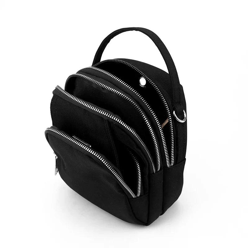 Duurzame nylon 3-laags mini-schoudertas