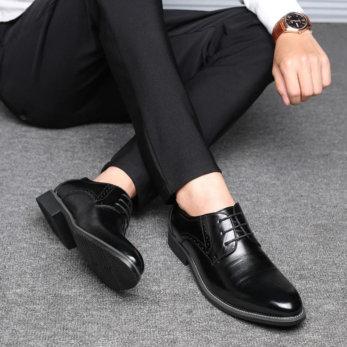 Heren Leren Oxford Schoenen Met Formele Brogue Details