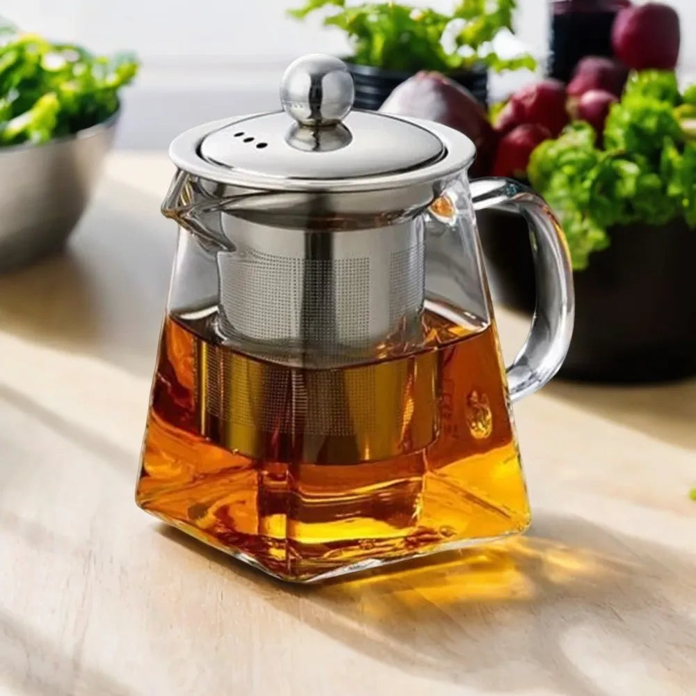 Elegante Glazen Theepot en Waterkoker Maker met Infuser – Perfect Gesteepte Theeset voor Keuken, Eten en Thuisgebruik