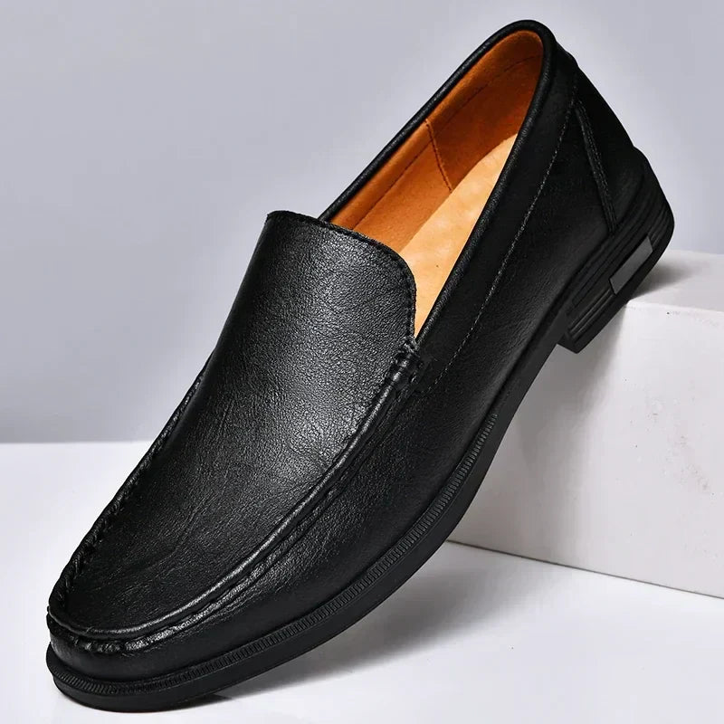 Heren Mocassins Leren Instappers Handgestikte Details