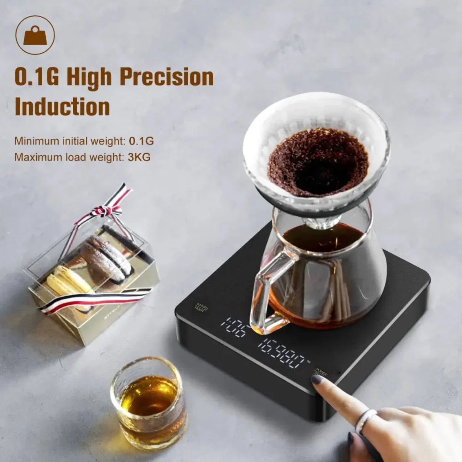 Hoge Precisie USB Digitale Koffieschaal met Timer en LED Display – Ultra-Nauwkeurige 0,1g Meting voor Espresso en Keuken Gebruik