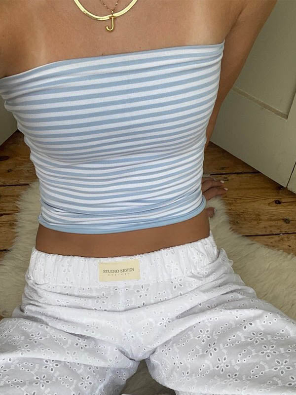 Slanke gestreepte bandeautop 1