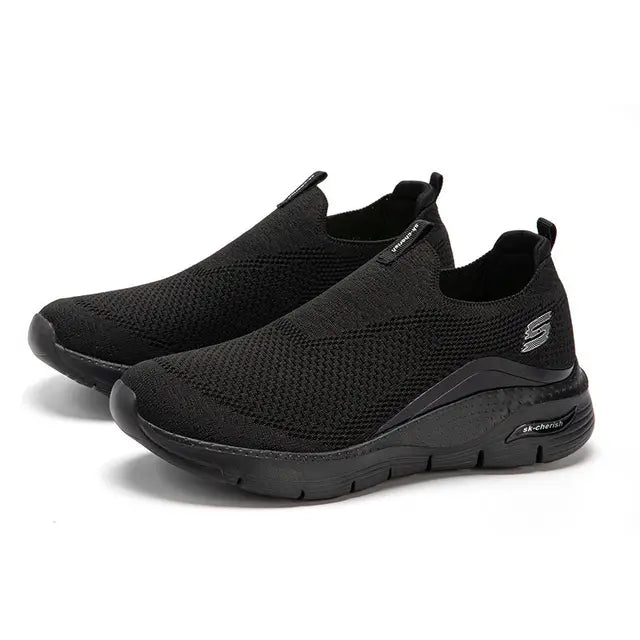 Hommes - Comfortabele zwarte slip-on sneakers