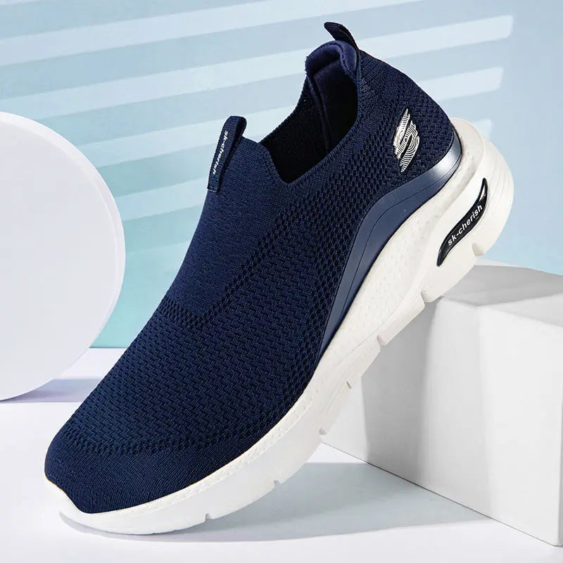 Hommes - Comfortabele zwarte slip-on sneakers