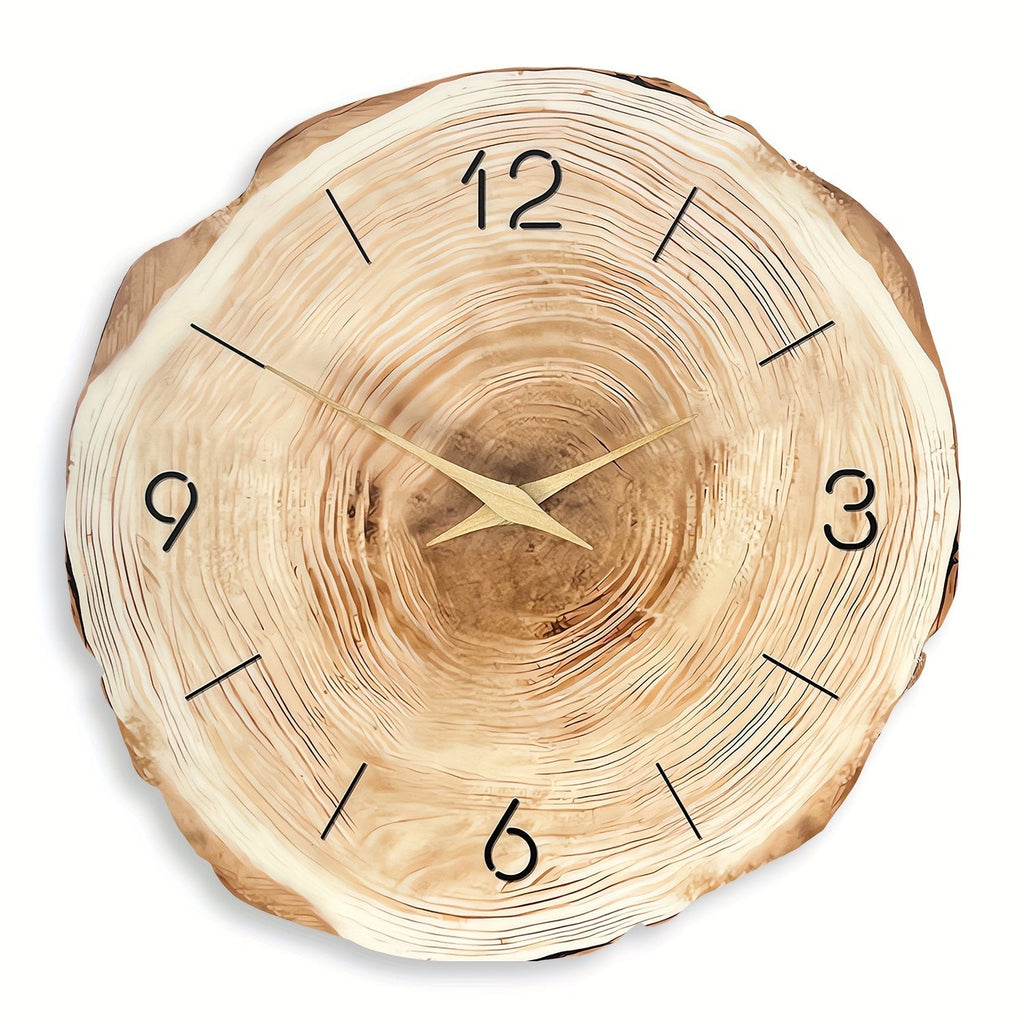 Wandklok Hout – Stille Ronde Klok met Realistische Textuur