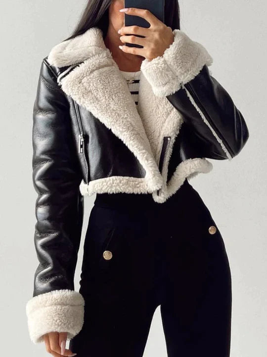 Stoere, met fleece gevoerde korte damesjas 3
