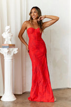 Strapless avondjurk voor dames - Korsetlijfje - Sweetheart halslijn - Hoge split 1