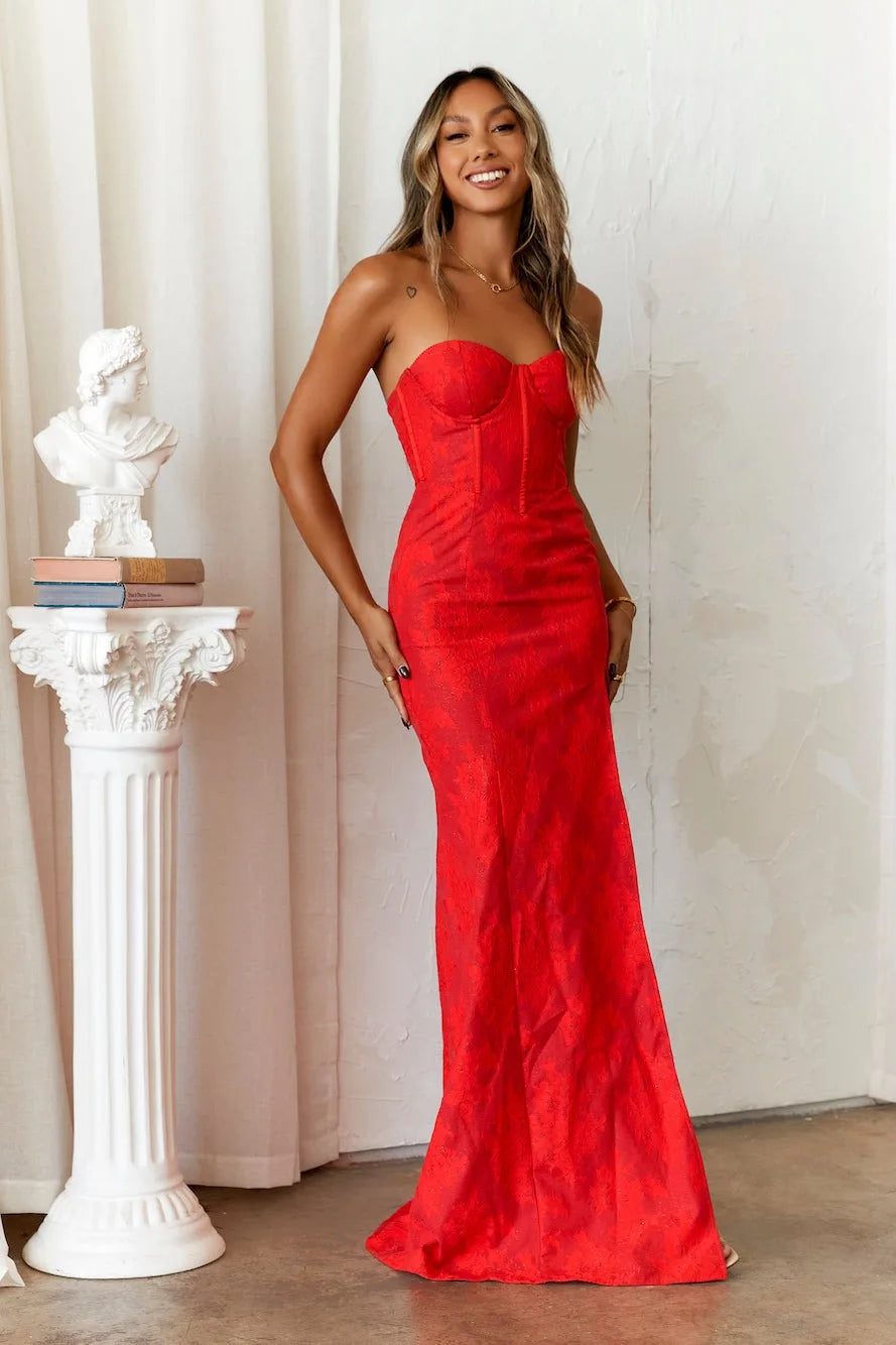 Strapless avondjurk voor dames - Korsetlijfje - Sweetheart halslijn - Hoge split 2