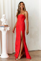 Strapless avondjurk voor dames - Korsetlijfje - Sweetheart halslijn - Hoge split 3
