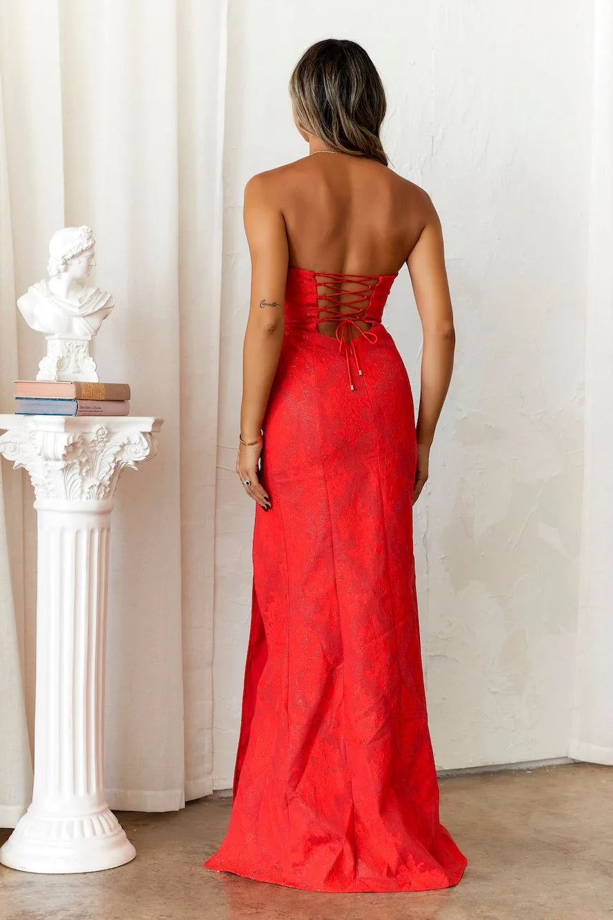 Strapless avondjurk voor dames - Korsetlijfje - Sweetheart halslijn - Hoge split 5