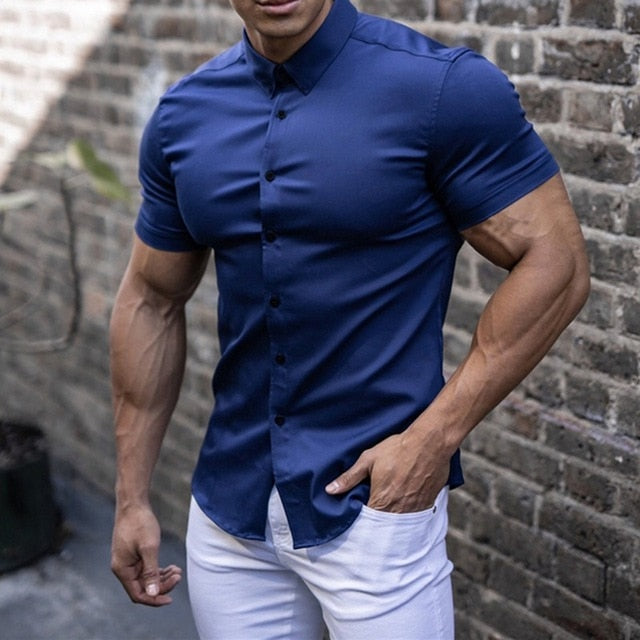 Stretch Muscle Shirt met Korte Mouwen - LeoFit 5