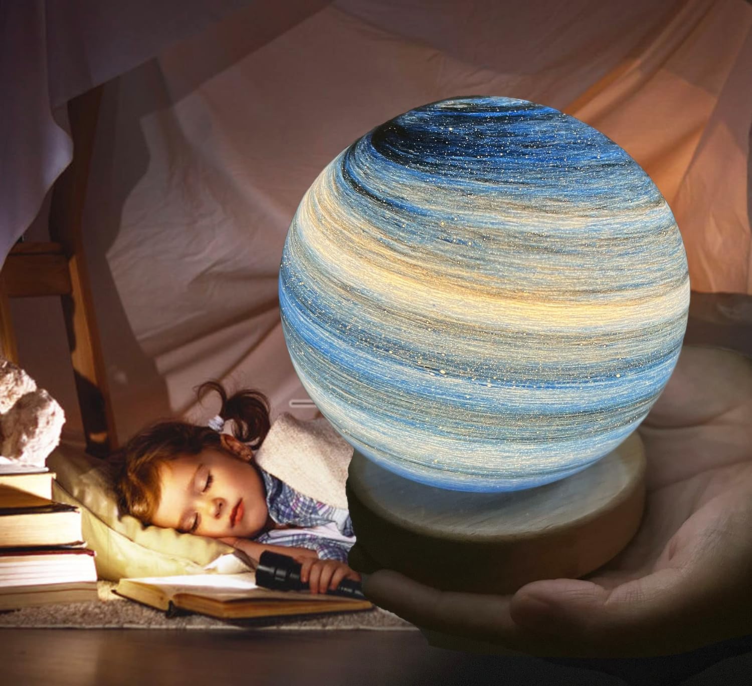 Glazen Maanlamp Zachte Lichtbol Met Maanweergave Realistisch