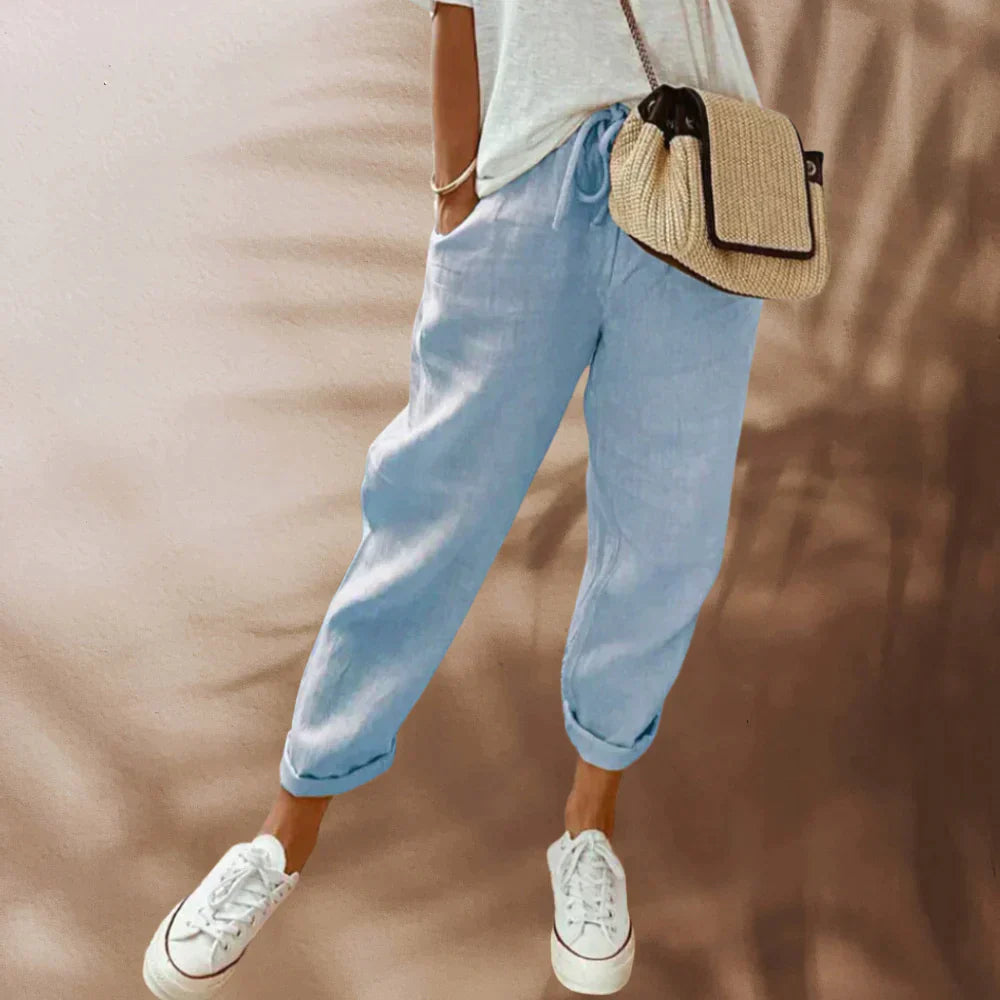 Vrouwen Relaxed Fit Broek Met Elastische Taille En Verstelbaar Touwtje Voor Lichtgewicht Casual Wear