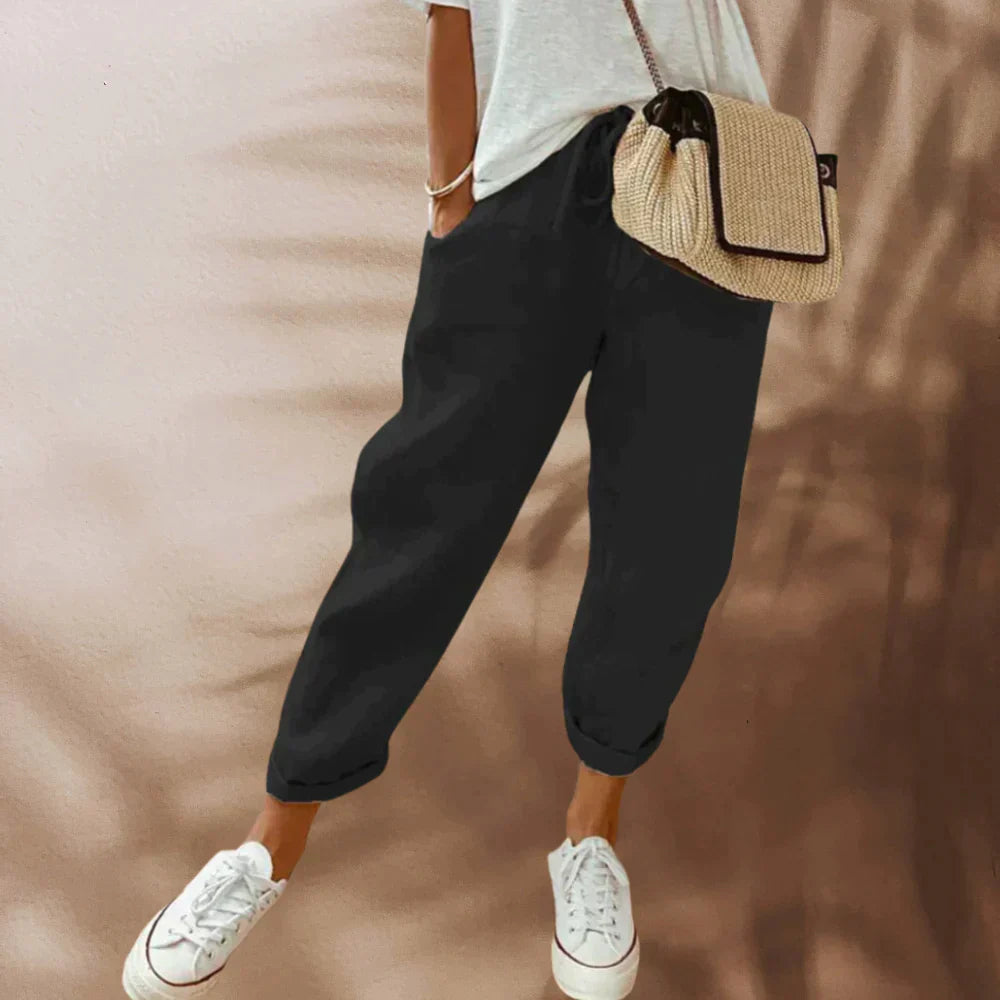 Vrouwen Relaxed Fit Broek Met Elastische Taille En Verstelbaar Touwtje Voor Lichtgewicht Casual Wear
