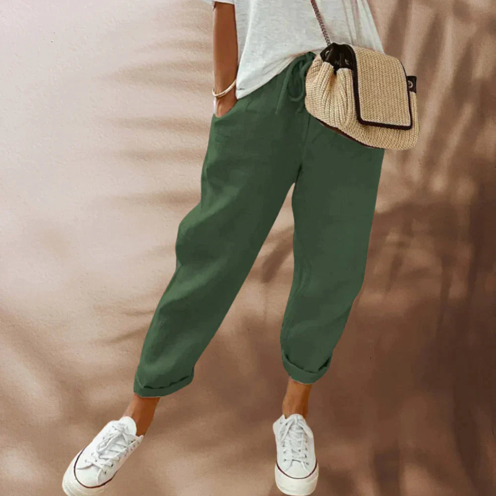 Vrouwen Relaxed Fit Broek Met Elastische Taille En Verstelbaar Touwtje Voor Lichtgewicht Casual Wear