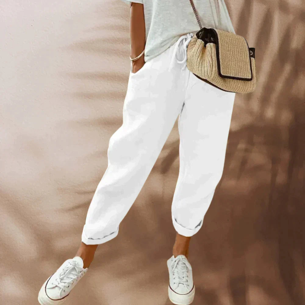 Vrouwen Relaxed Fit Broek Met Elastische Taille En Verstelbaar Touwtje Voor Lichtgewicht Casual Wear