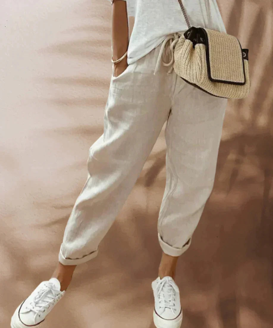 Vrouwen Relaxed Fit Broek Met Elastische Taille En Verstelbaar Touwtje Voor Lichtgewicht Casual Wear