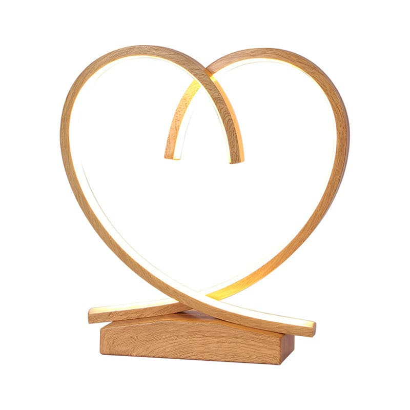 TimberLove – Houten LED Nachtkastje met Hart Accenten
