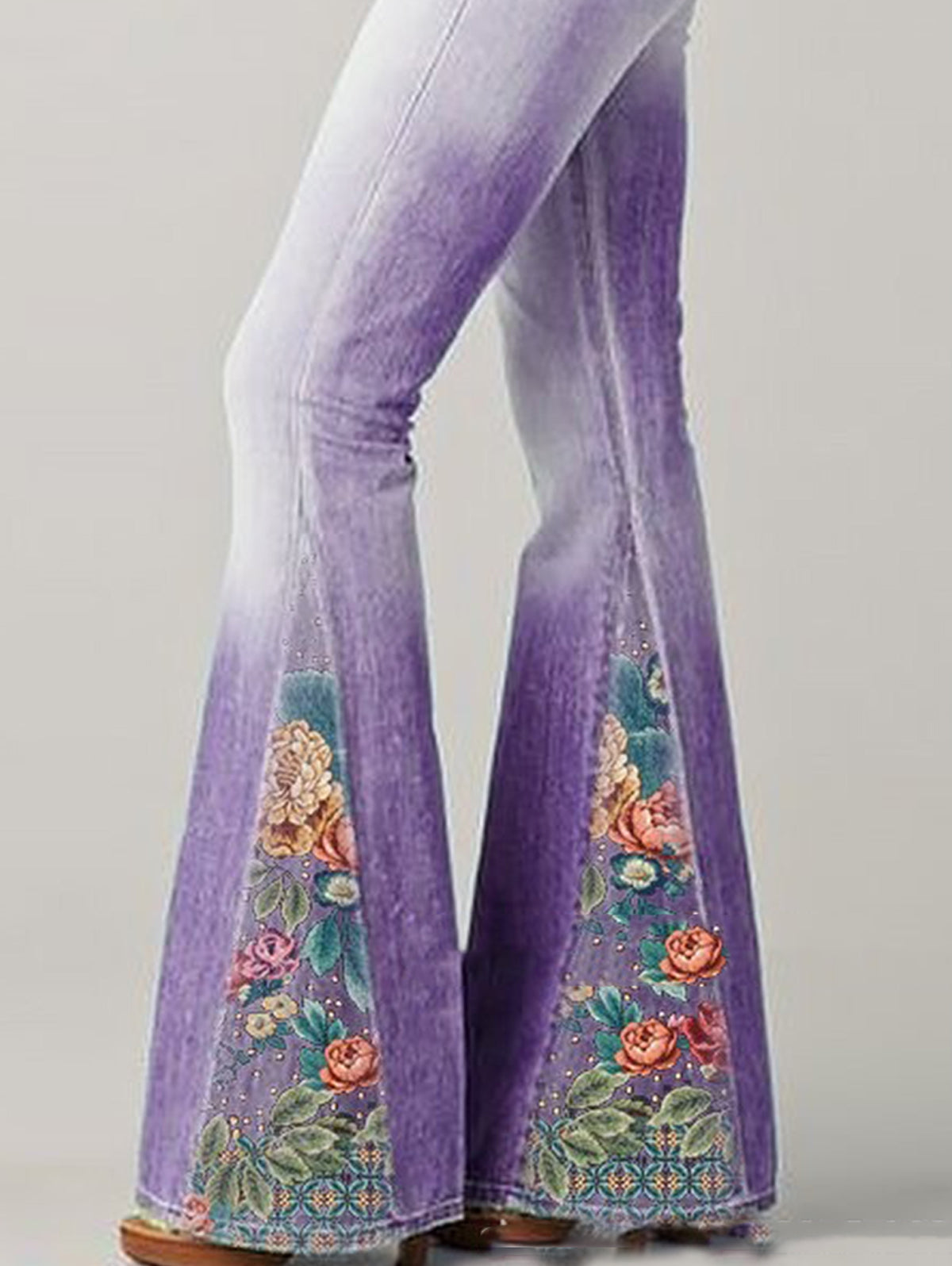 Trendy Flared Jeans Dames met Bloemenprint - Comfortabele Katoenmix 4