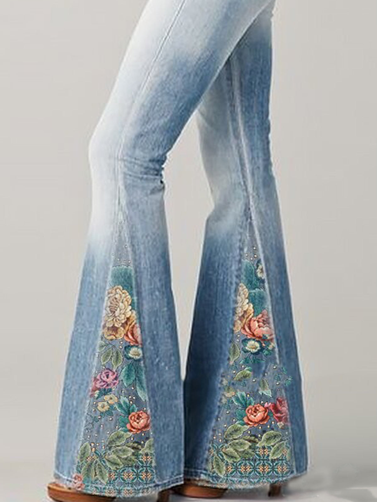 Trendy Flared Jeans Dames met Bloemenprint - Comfortabele Katoenmix 6