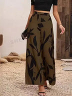Trendy Geprinte Broek Dames met Wijde Pasvorm - Zwart/Wit 3