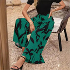 Trendy Geprinte Broek Dames met Wijde Pasvorm - Zwart/Wit 4