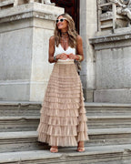 Tule Maxi Rok met Elastische Tailleband 0