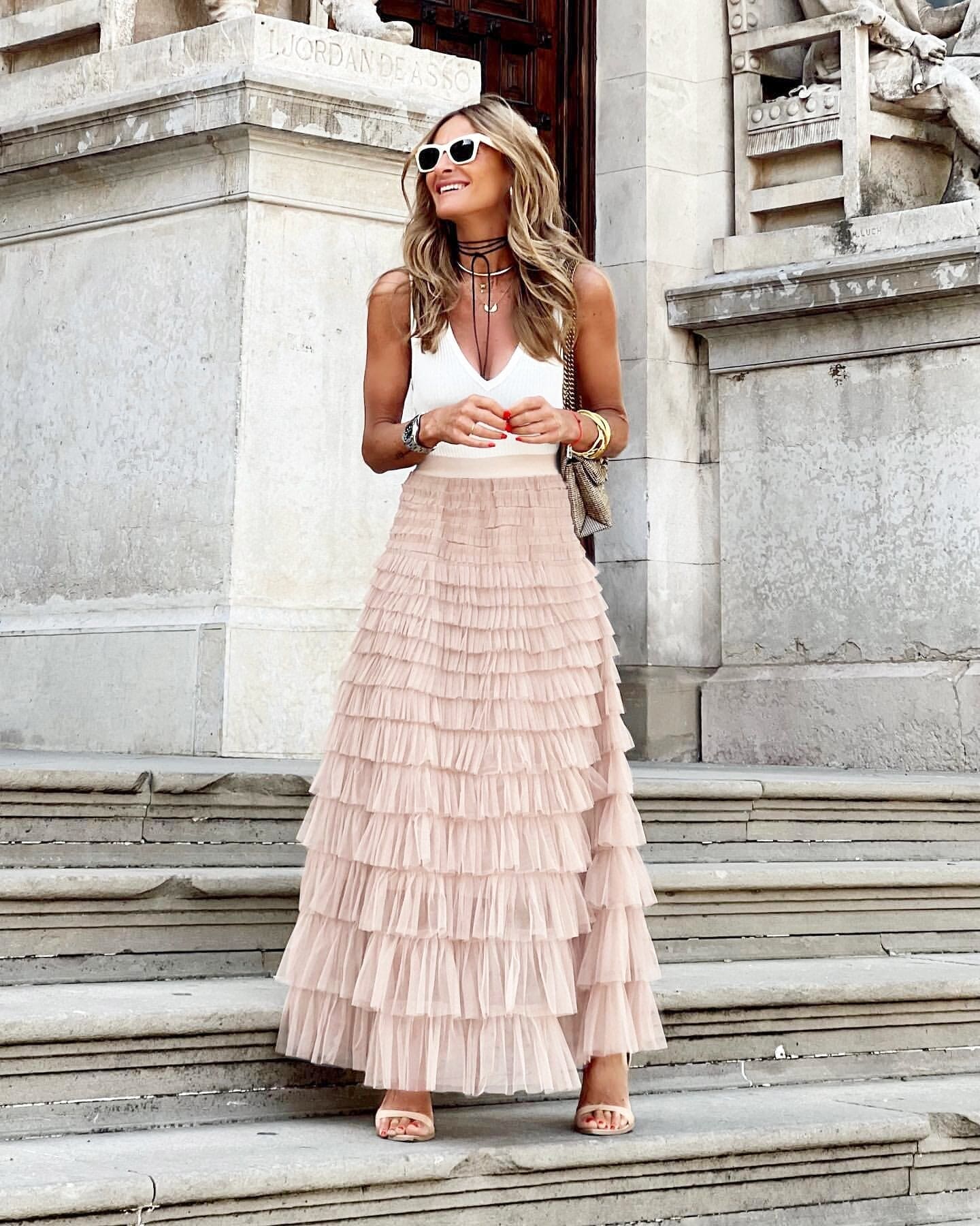 Tule Maxi Rok met Elastische Tailleband 2