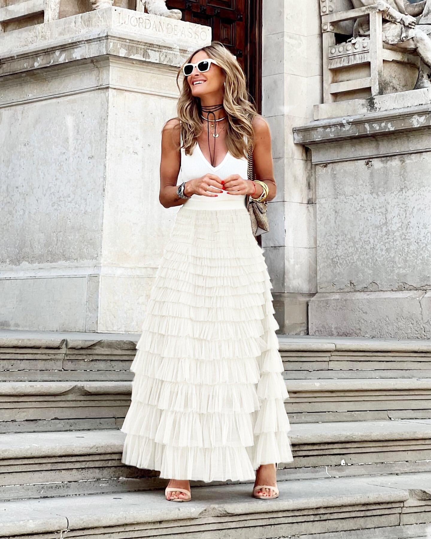 Tule Maxi Rok met Elastische Tailleband 4