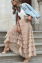 Tule Maxi Rok met Elastische Tailleband 5