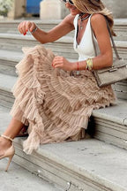Tule Maxi Rok met Elastische Tailleband 6