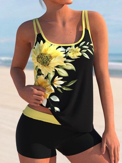 Twee-delige Tankini Badpak voor Dames met Bloemenprint – Comfortabele Pasvorm 1