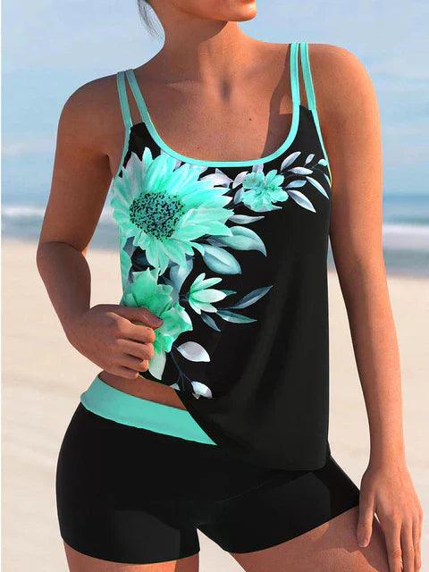 Twee-delige Tankini Badpak voor Dames met Bloemenprint – Comfortabele Pasvorm 2