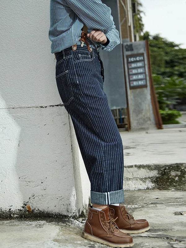 Unisex Denim Overalls Katoen Gestreept 2