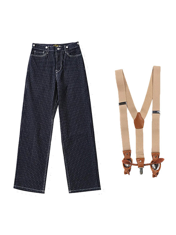 Unisex Denim Overalls Katoen Gestreept 6