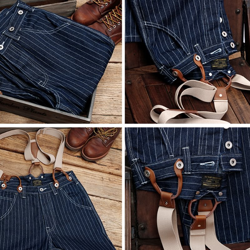 Unisex Denim Overalls Katoen Gestreept 8