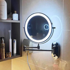 Zwarte oplaadbare LED-vergrotende spiegel voor make-up en badkamer-2