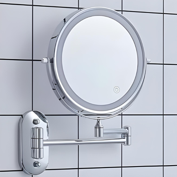 Chroomzilver Oplaadbare LED-vergrotende spiegel voor make-up en badkamer-5