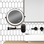 Zwarte oplaadbare LED-vergrotende spiegel voor make-up en badkamer-4