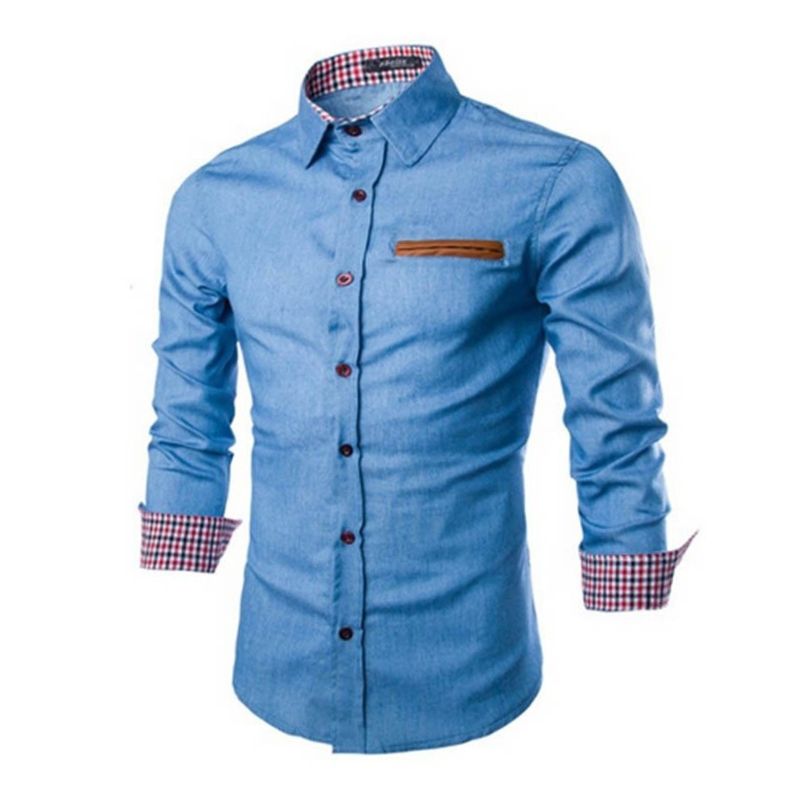 Slim Fit Denim Blouse Lichtgewicht Shirt van Duurzame Stof voor Dames met Flatterend Silhouet