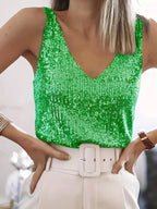 V-Hals Glitter Pailletten Top 2