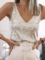 V-Hals Glitter Pailletten Top 3