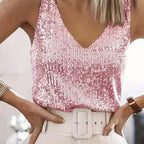 V-Hals Glitter Pailletten Top 4