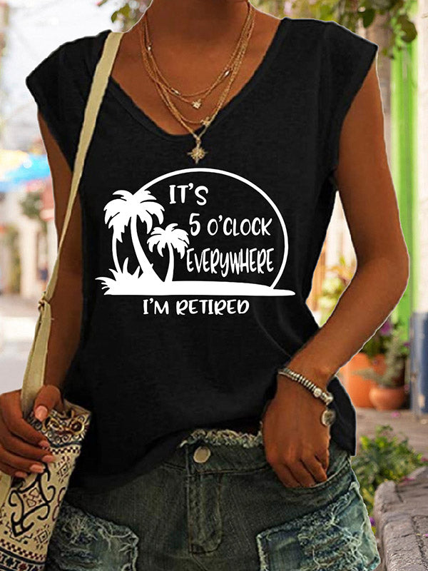V-hals T-shirt Heren met Reis Slogan en Cap Sleeves – Casual Comfort 0